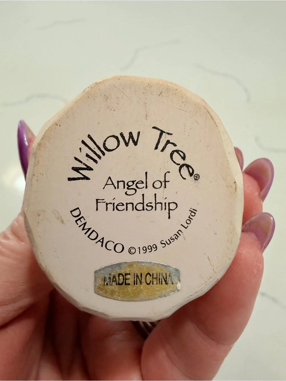 Willow Tree Beige Angel holding a dog with Brown Wire Wings